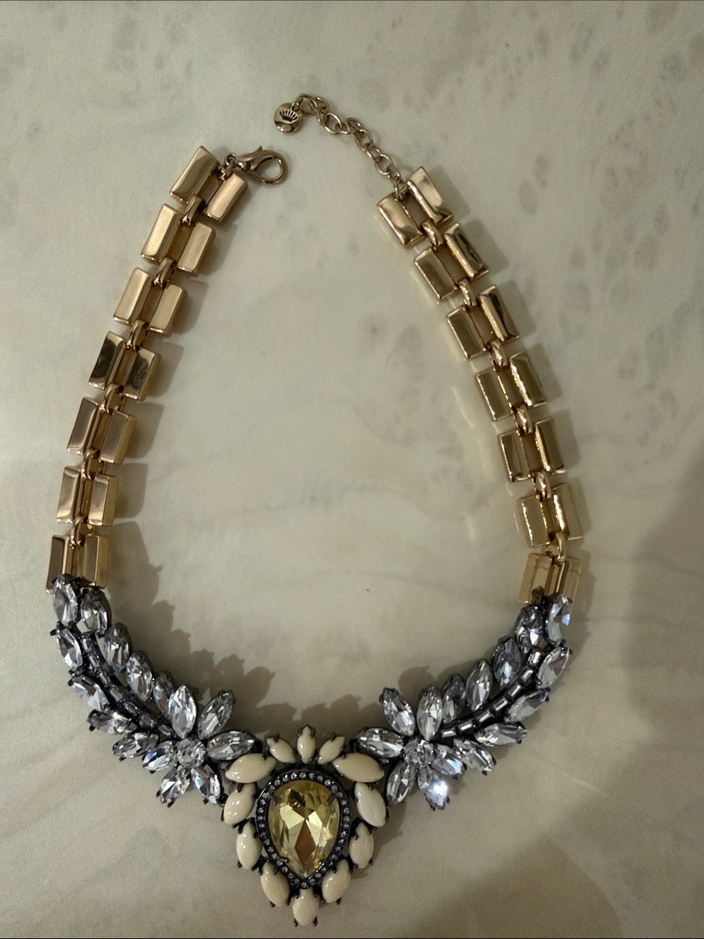Juicy Couture Gold-Tone Crystal Statement Necklace with Ivory Accents